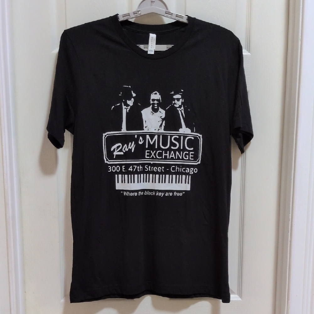 Canvas Men's Black Short Sleeve Graphic Tee Size Large - Rays Music Exchange